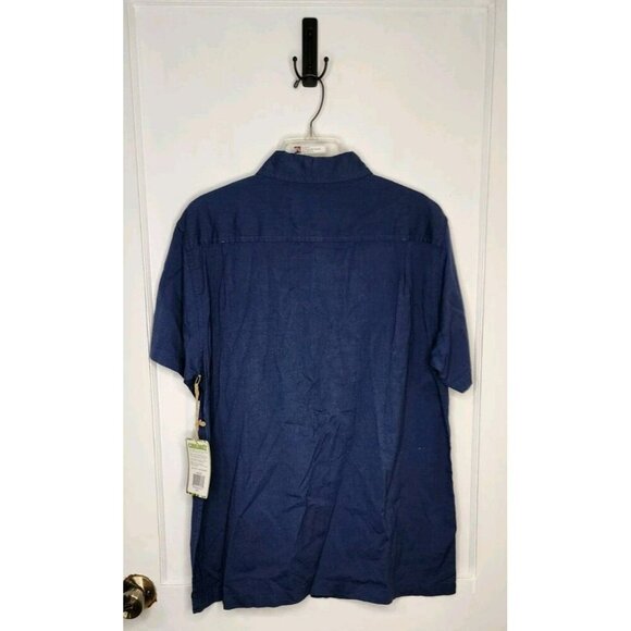 Cariloha Men's Size Medium Blue Cotton/Bamboo Short Sleeve Button Front Shirt - Picture 2 of 5